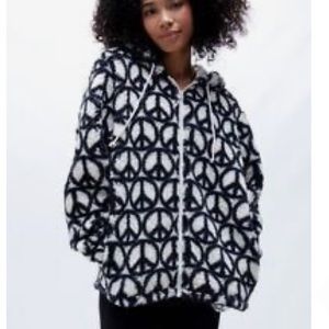 Pac Sun Peace Sign Zip Up Fleece